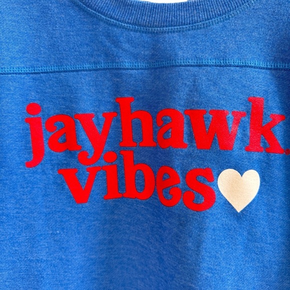 The Lyne Womens Blue‎ Crew Neck Long Sleeve Sweater "Jayhawk Vibe" Size S - Picture 4 of 13